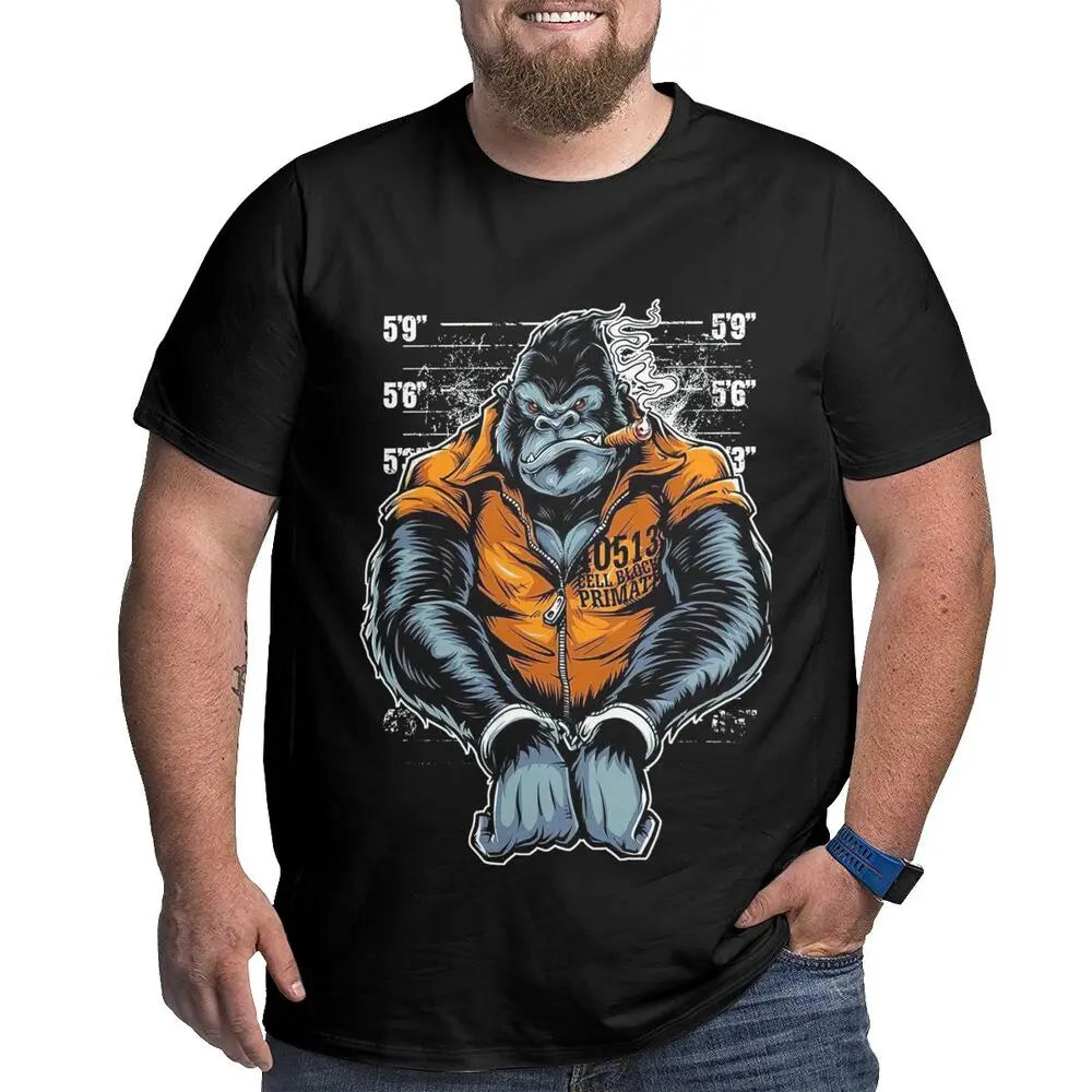 Unique Design Graphic Men T Shirts Plus Size Oversized Cotton T-shirts for Big Man Black Summer Short Sleeves Clothes Tops