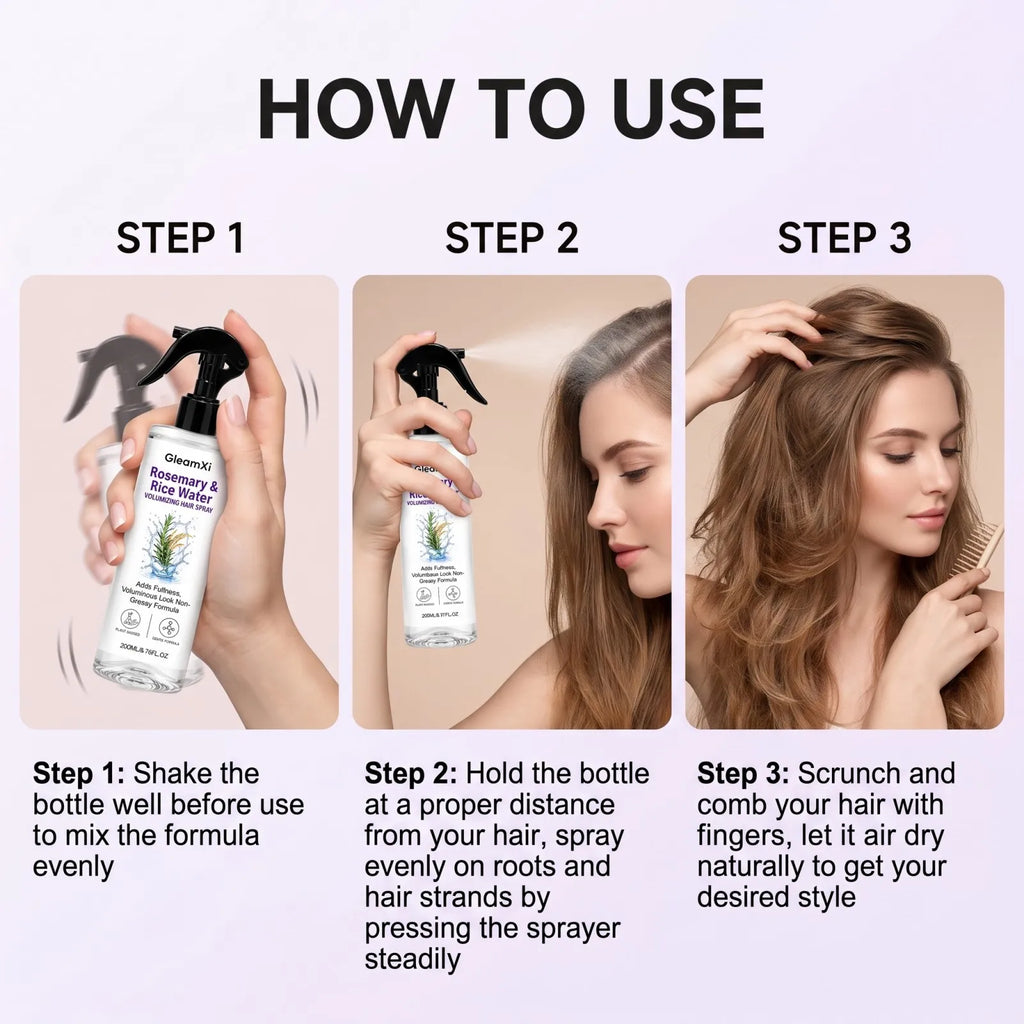 Rosemary Rice Water Volumizing Hair Spray Lightweight Non Greasy Root Boost Smooth Frizzy Hair Natural Looking Volume 200ml