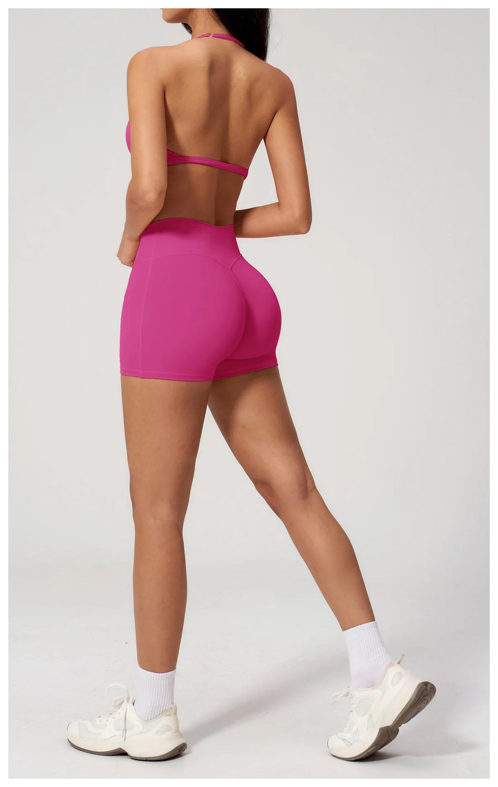 2 Pieces Yoga Set Women Tracksuit Backless Halter Tops High Waist Shorts Gym Suits Fitness Sportswear Workout Sets Athletic Wear