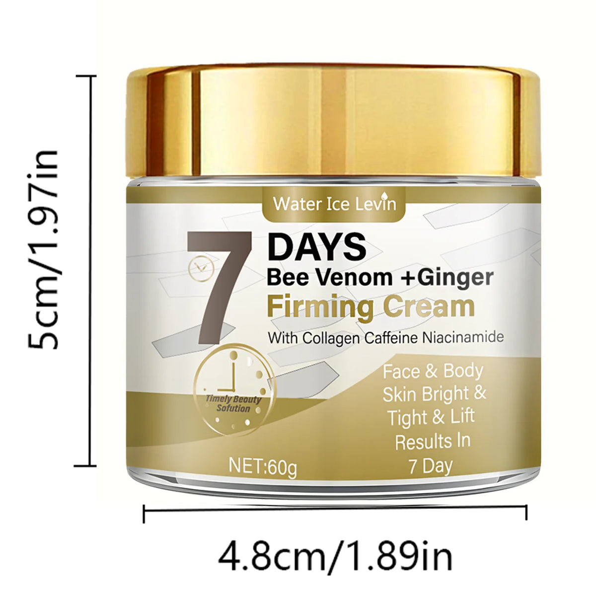 Bee Venom Ginger Firming Cream Collagen Caffeine Niacinamide Boost. Brightens Tightens Lifts Face Body. Visible 7 Day Results.