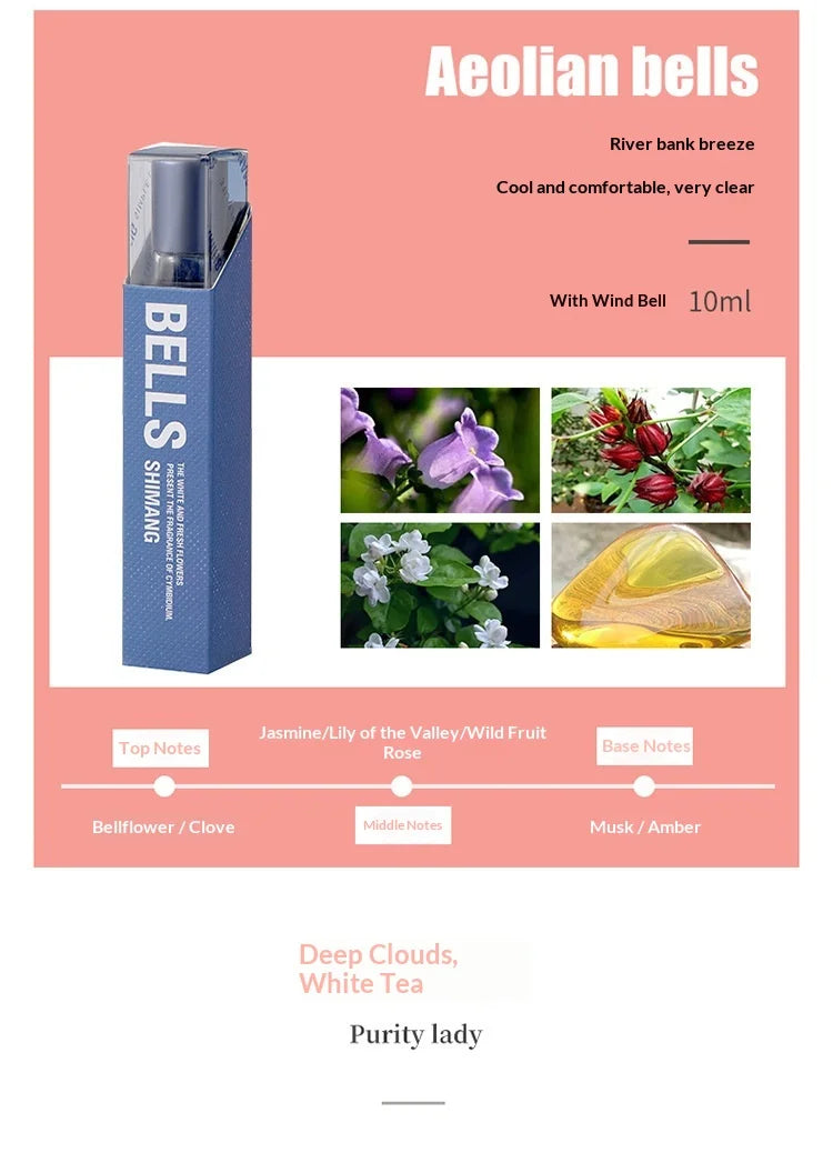 Floral Roll-On Perfume for Women & Men Long Lasting Light Fragrance Popular Scent for Young Girls Students Portable 10ml Parfum