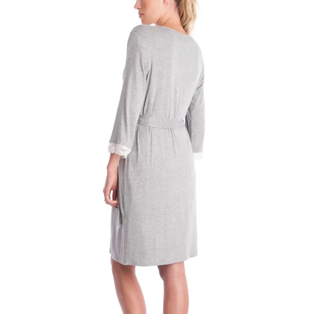 Fashion Lace Three-quarter Sleeve Maternity Nightdress Loose Bathrobe Pregnant Women Nightgown