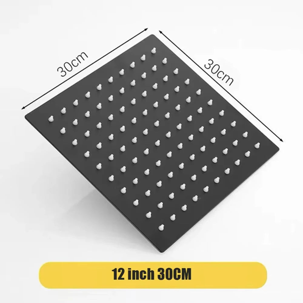 10/12' High Pressure Shower Head with Adjustable Arm of Hand-Held Spray, Matte Black Shower System