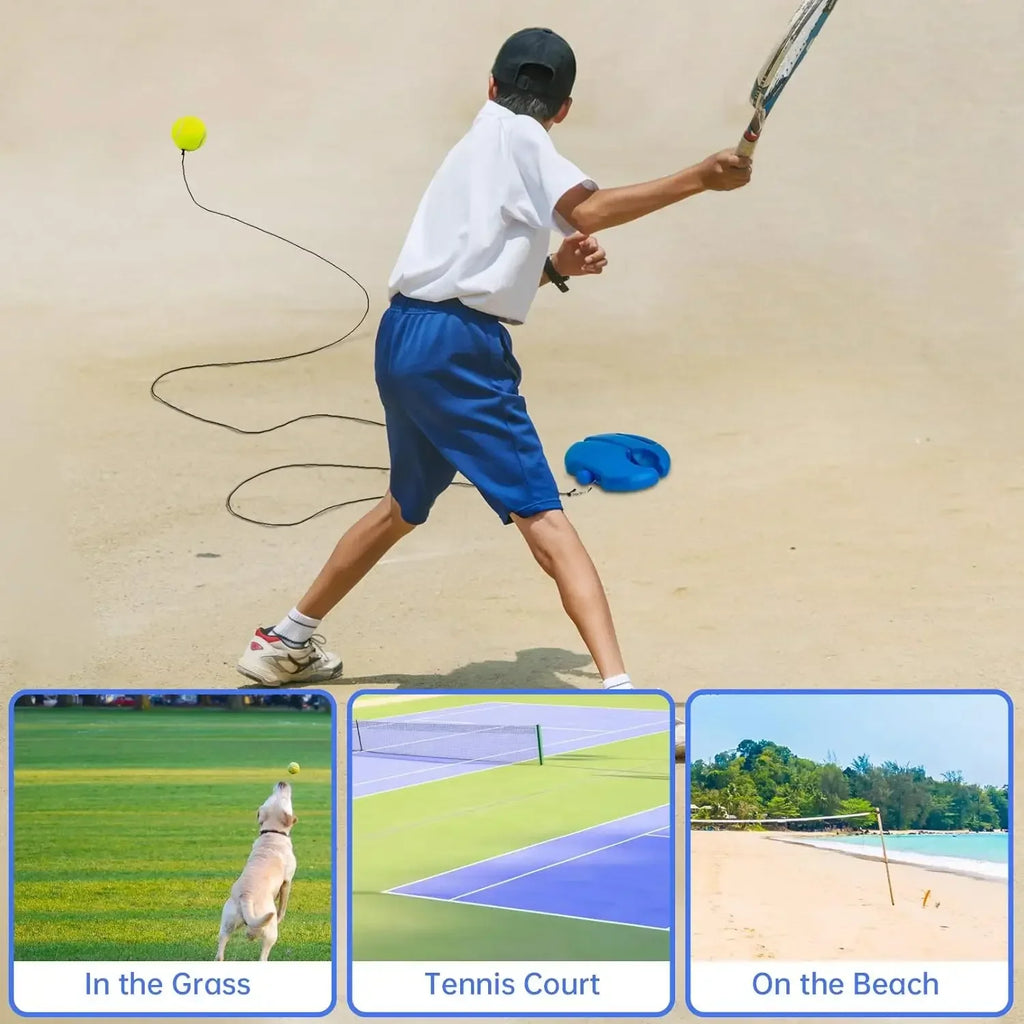 1G-Portable Tennis Rebounder Kit Tennis Trainer Rebound Ball Solo Training Equipment 1 String Balls for Beginners Exercise
