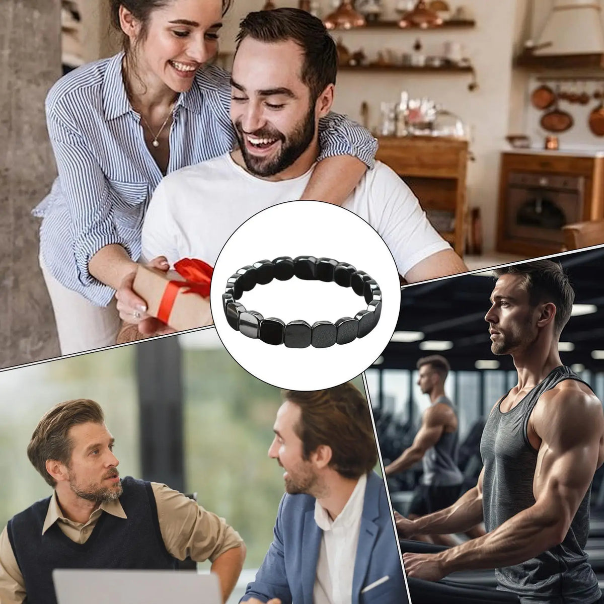 Black Natural HematiteBracelet For Men Reclaim Jewellery Wrist HematiteStone Beaded Healing Bracelet Edge Confidence For Men