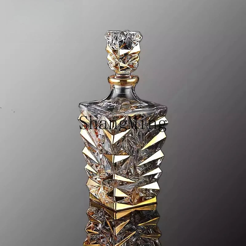 DSA crystal glass wine bottle gold-painted creative household whiskey bottle with lid white red wine decanter