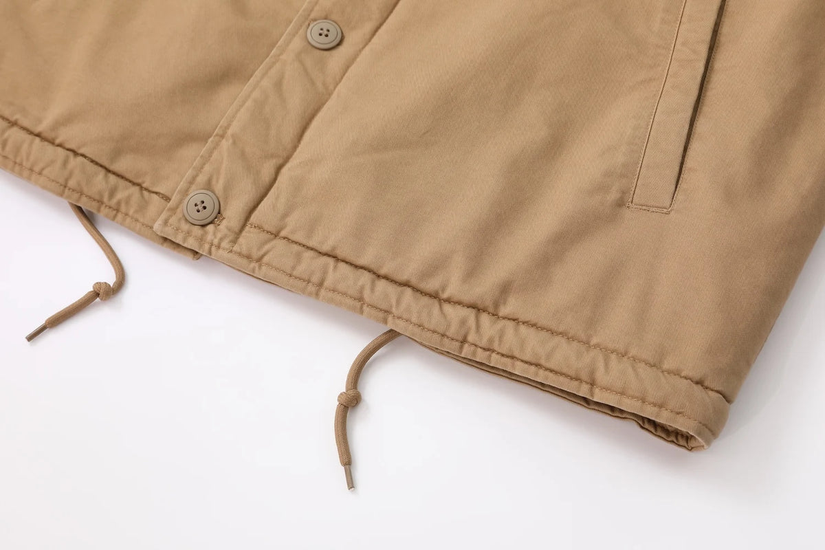 1940s N1 USN Thick Winter Mens Sherpa Fleece Deck Jacket Khaki Jungle Cloth Warm Heavyweight Vintage Parka Cotton Coat For Men