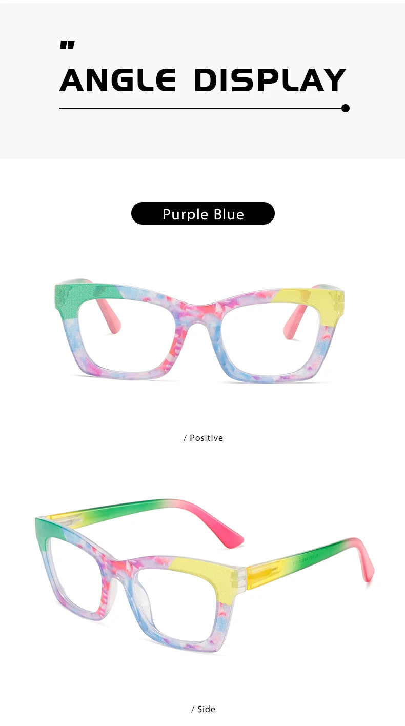 Multi Colored New Dazzling Frame Women's Flat Mirror European and American Fashion High-End Feeling Plain Face Eyeglass Frame