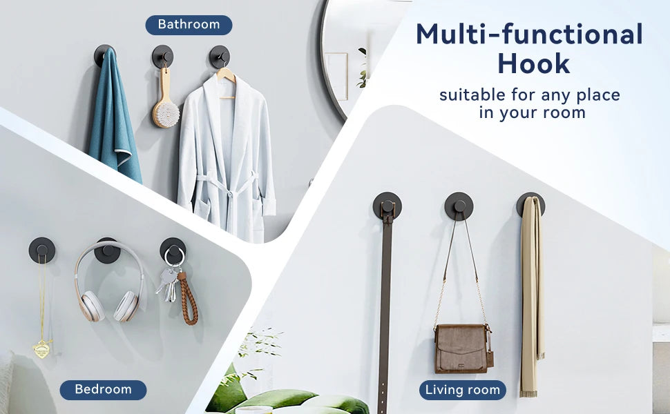 Towel Hooks Extra Sticky Stainless Wall Coat Racks Rustproof Hook Holder Wall Mount Punch-free Hanger for Kitchen Bathroom Home