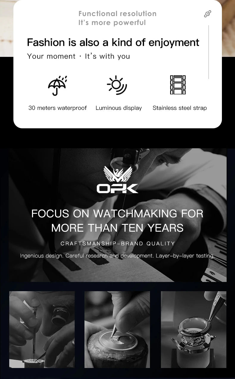 OPK 8115 Women Watch Fashion Business Simple Stainless Steel Mesh Belt Waterproof Luminous Women Watch Elegant Dress Women Watch