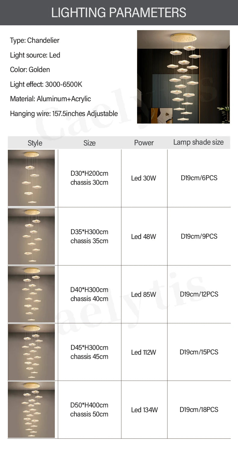 Modern LED Stair Chandeliers For Living Room Dining Room Pendant Lights Home Decoration Indoor Lamps  Hanging Lighting Fixtures
