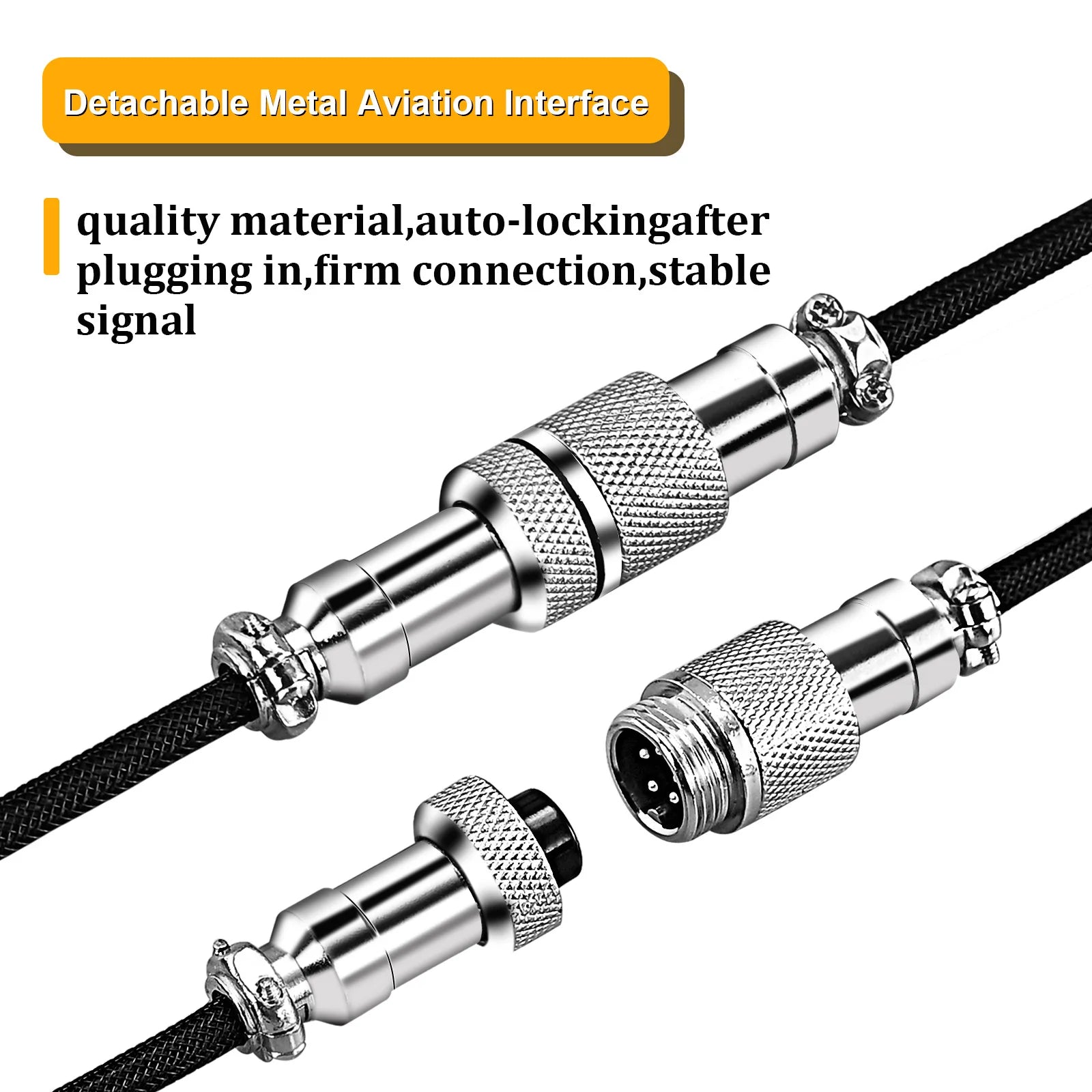 Metal USB A to TYPE C Braided Cable Mechanical Keyboard Coiled Cable USB Spring Wire Aviator Desktop Computer Aviation Connector