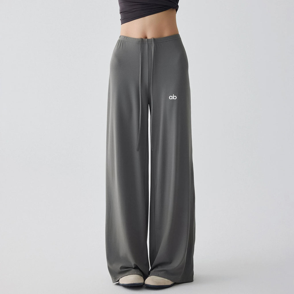 Women Wide Leg Yoga Pants Drawstring Loose Drape Straight Leg Long Pants Fitness Running Pilates Training Sports Trousers