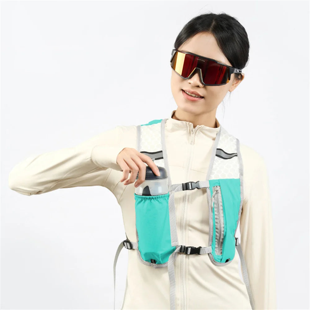 Running Water Bottle Storage Vest Lightweight Running Vest Reflective Safe Hydration Water Chest Pack Sports With Phone Holder