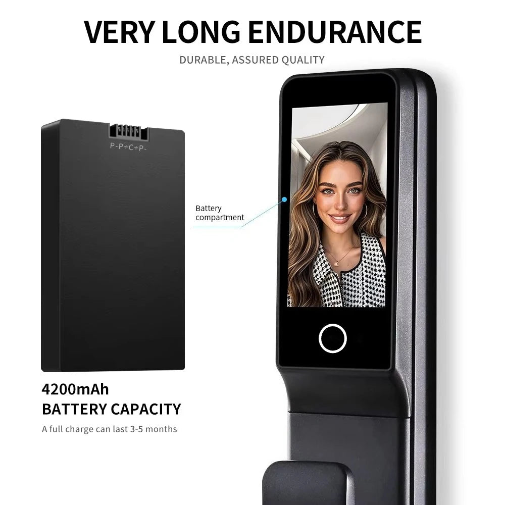 2026 New Tuya 3D Face Palm Recognition Smart Lock Durable Electronic Lock Waterproof Digital Lock Suitable for Europe, Israel