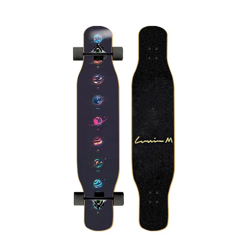 44-inch longboard skateboard for beginners, men, women, adults, professional double-kick dance board, youth maple wood four-whee