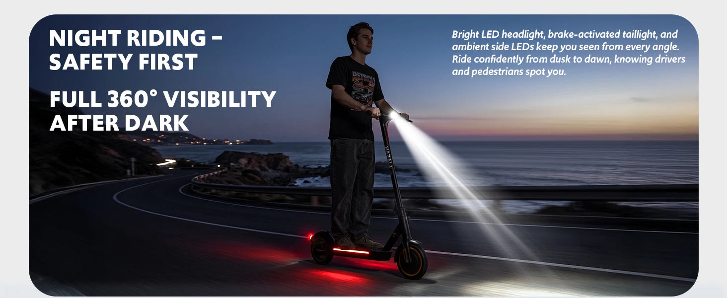 Electric scooters for adults, 8.5" Tire, Max 19 Miles and 19 Mph, 550W Foldable E Scooter with Side Light & APP