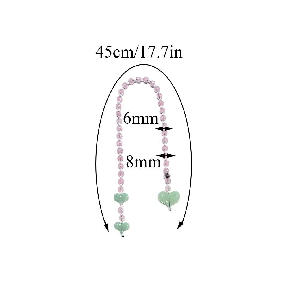 Y2k Love Bead Hanging Chain Bag Charm Women Accesories Red Love Heart Bags Charms Colorful Beads Chain Fashion Lady Jewelry