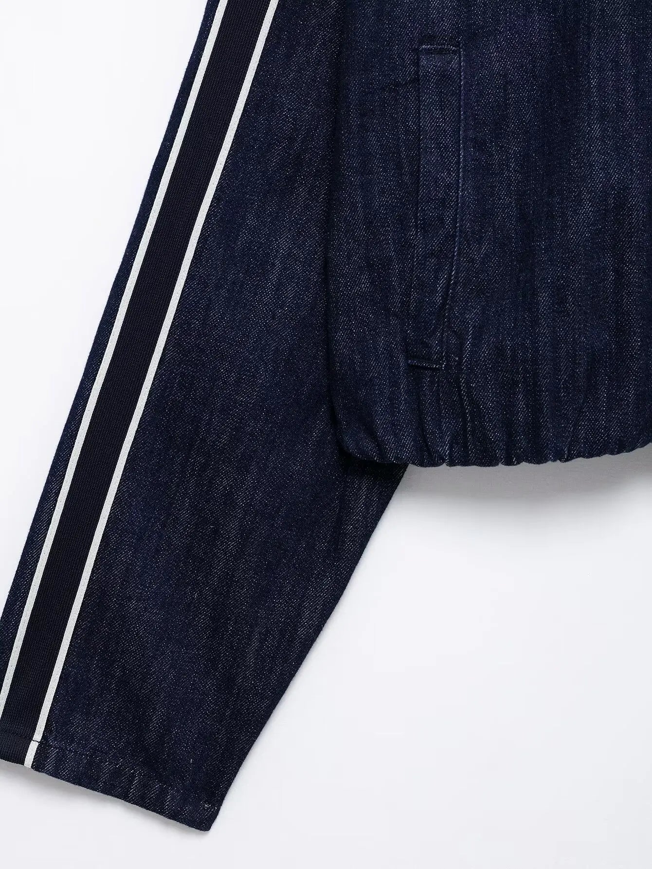 KONDALA Women High Street Denim Set Spring Fall Trendy Side Stripe Stand Collar Zipper Jacket Lace-up Pant 2026 Casual Pants Set