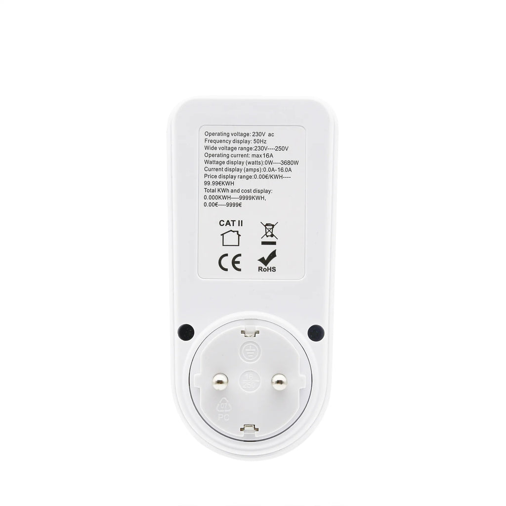 LCD Digital Display Electrical Energy Monitor Socket Backlight Watt Meter Socket EU Plug Real-time Wattage Voltage AMP Meter