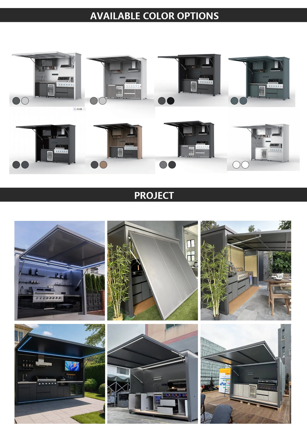 Outdoor Kitchen Set 304 Stainless Steel Grill Sink Fridge Commercial and Residential Multi Function
