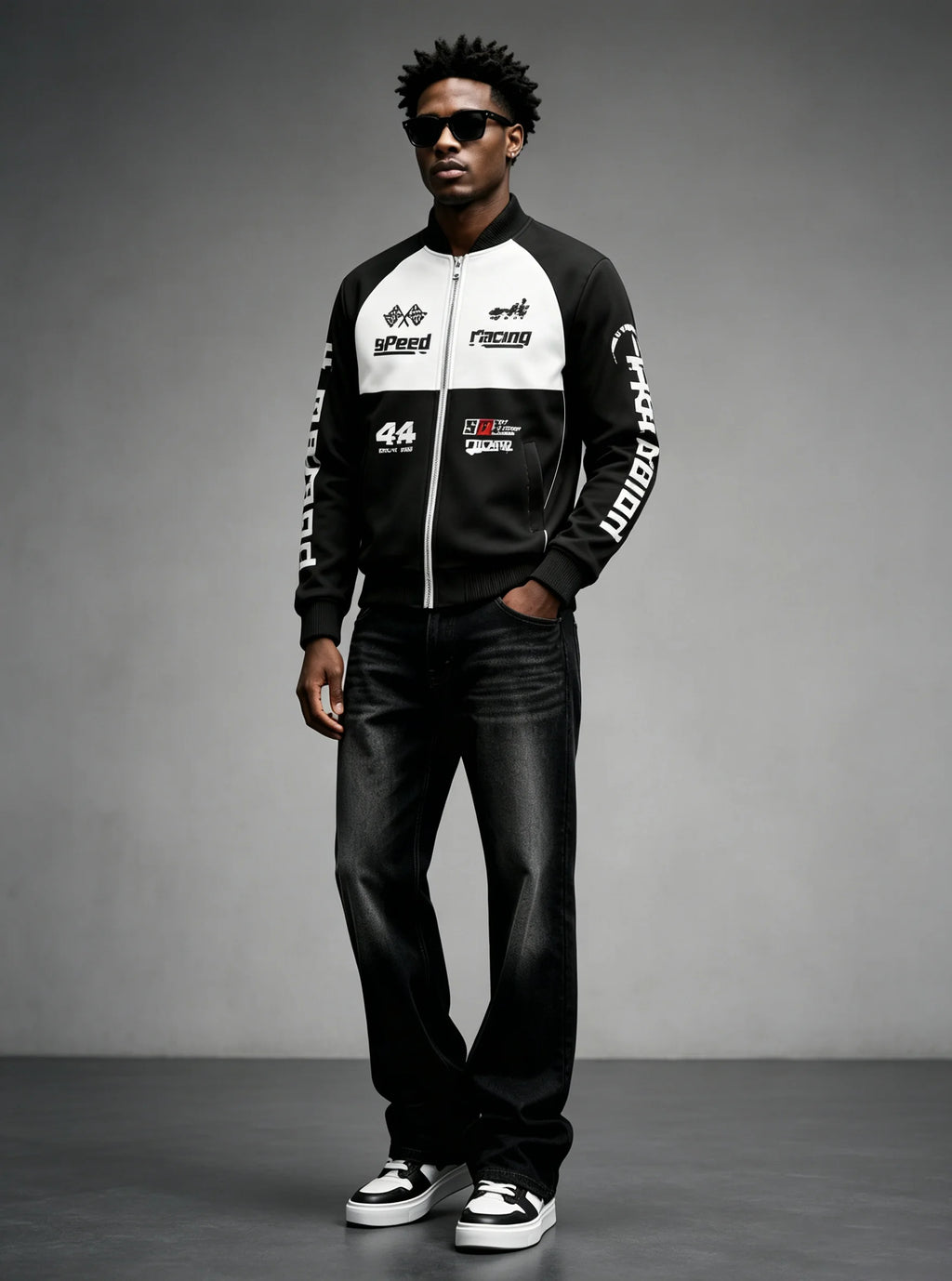 Men's pilot jacket with zipper pocket, casual baseball collar, outdoor sports pilot jacket