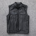 Biker Men's Faux Leather Waistcoat Men's Leather Vest Autumn Winter Motorcycle Zipper Button Motorcycle Casual Leather Vest