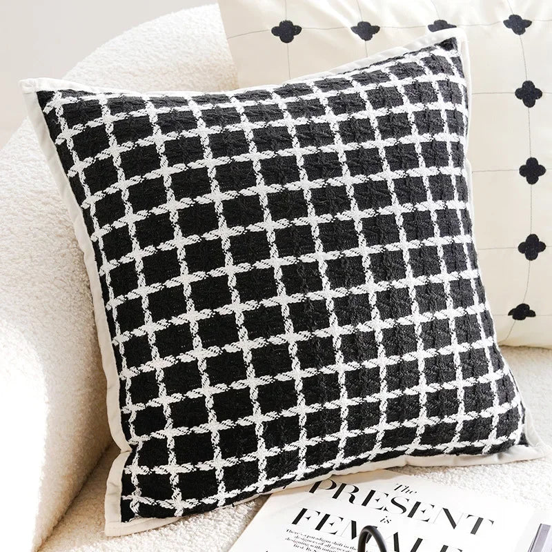 45x45/30x50cm Black White Embroidered Pillow Cover Decorative Cushions Pillow Covers Decorative Modern Light Luxury Sofa Decor