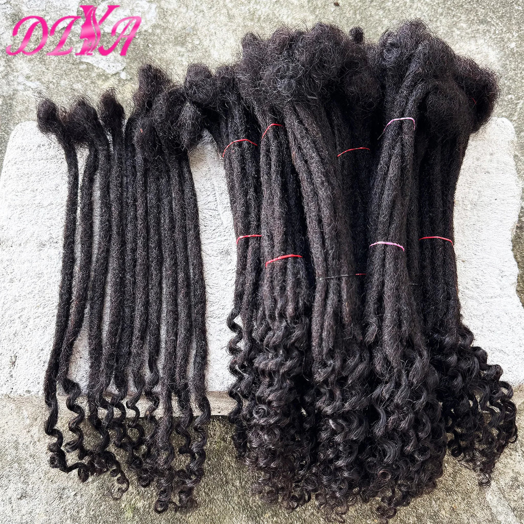 Locks Extensions Curly Ends Handmade Human Hair Dreadlocks Extension Curly Ends Peruvian Remy Hair Can Be Dyed for Men Women