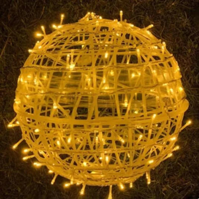 Christmas Festoon Rattan Ball LED Light Ramadan Outdoor Hanging Lamp Fairy String Light for Holiday Wedding Party Decoration