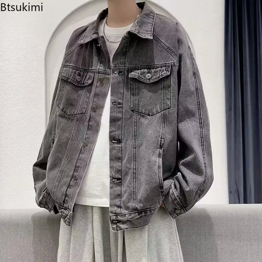 2026 Denim Jackets Men's Fashion Casual Multi Pockets Cargo Jacket Handsome Motorcycle Jean Coats New Men Clothing Oversized 5XL