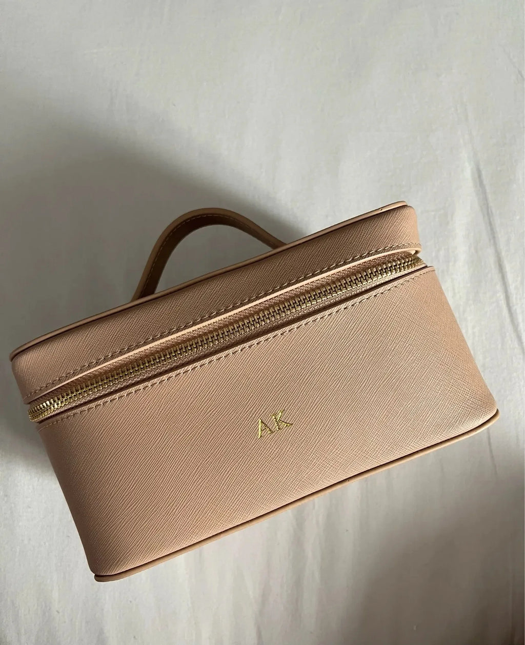 Custom Name Ladies Saffiano Split Leather Travel Toiletry Case Bag Portable Hanging Makeup Organizer Box Cosmetic Bag For Women
