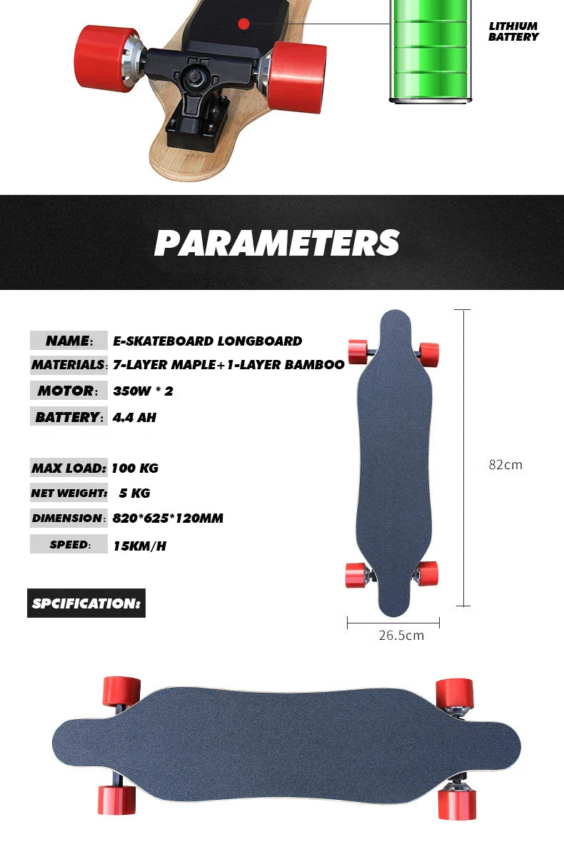 Electric Longboard for Adults High Speed Affordable Aluminum Deck with 90mm Polyurethane Wheels Customizable Colors for Boys