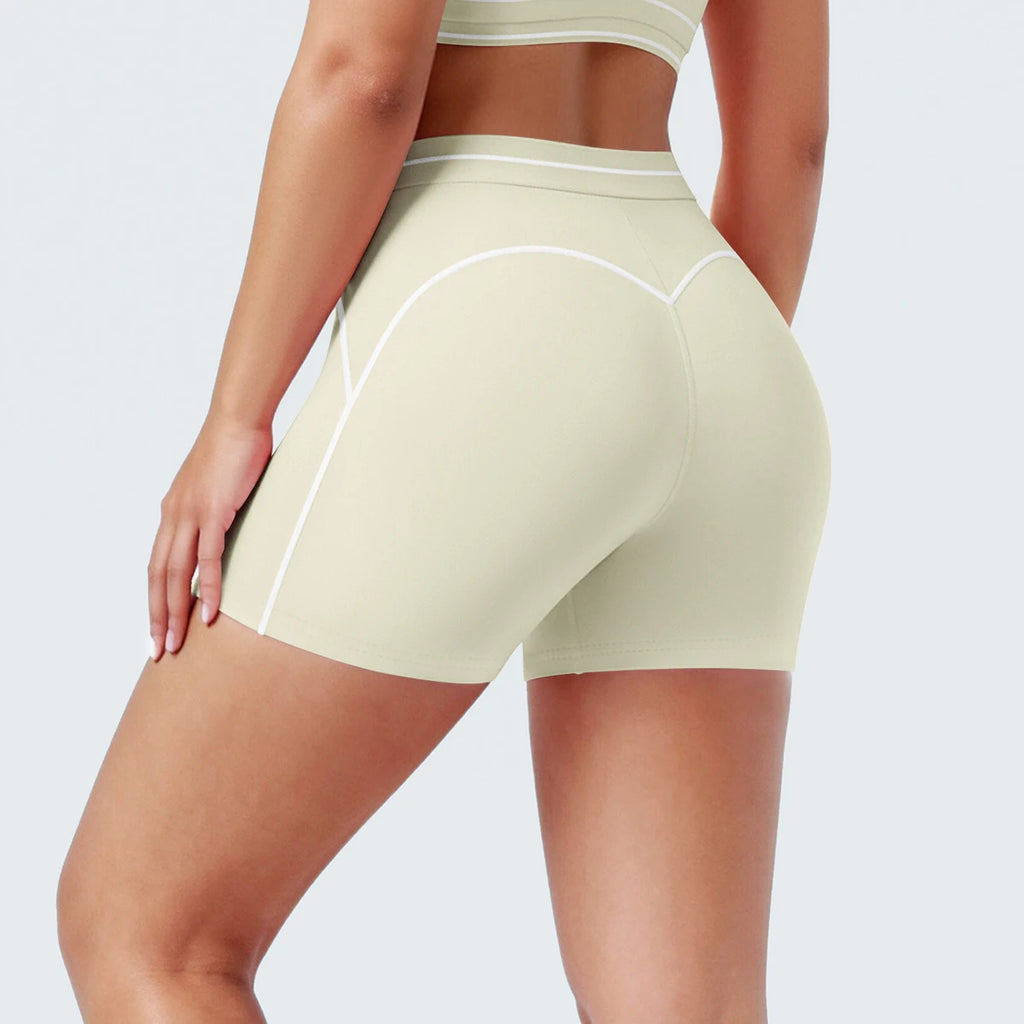 High Waist Stripe Fitness Yoga Shorts for Woman's Quick-Dry Breathable Hip-lifting Summer Gym Running Color Blocking Yoga Shorts