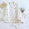 2026 Spring/Summer New Women's Pajama Set 100% Pure Cotton Double Layer Gauze Long Sleeve Two Piece Cartoon Cute Sweet Home Fury