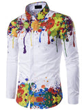 Fashion Lapel Shirt Men Cross Color Stripes Purple Blue Casual Sports Party Comfortable Quality Material Spring Summer New