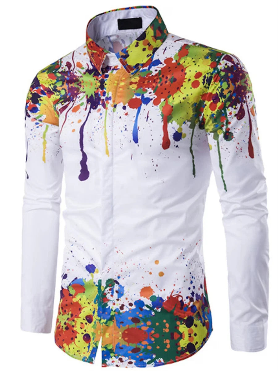 Fashion Lapel Shirt Men Cross Color Stripes Purple Blue Casual Sports Party Comfortable Quality Material Spring Summer New