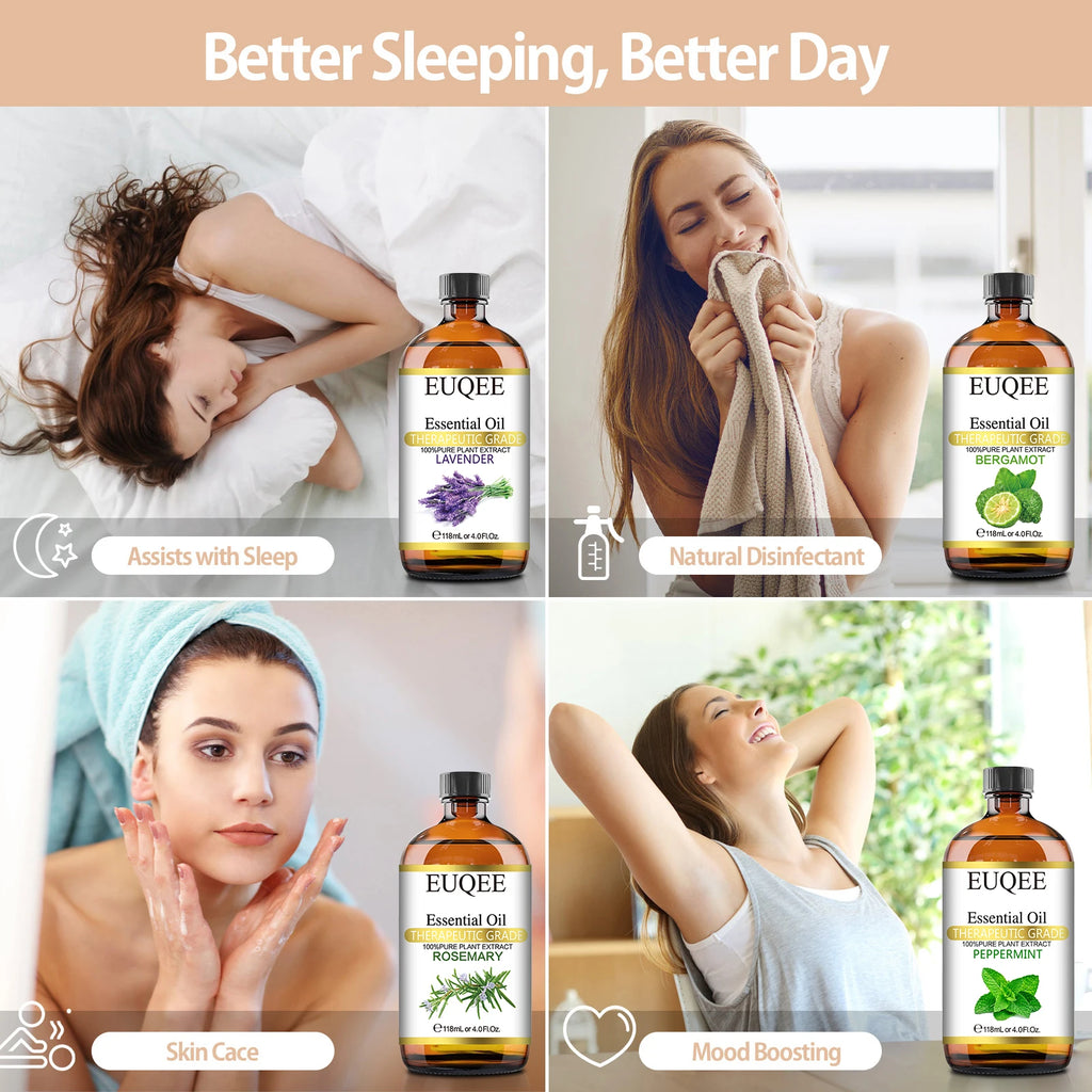 EUQEE 118ML Oregano Jasmine Lavender Essential Oil For Humidifier Diffuser Eucalyptus Aroma Oils For DIY Soap Candle