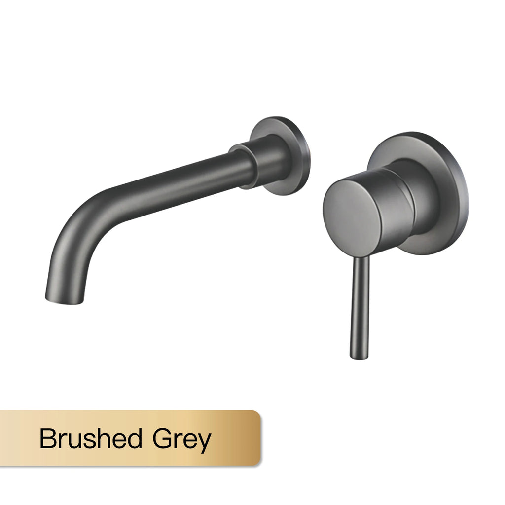 Modern Wall-Mounted Black Brass Bathroom Faucet with Concealed Design 2-Hole Single Handle Cold and Hot Dual-Control Basin Tap