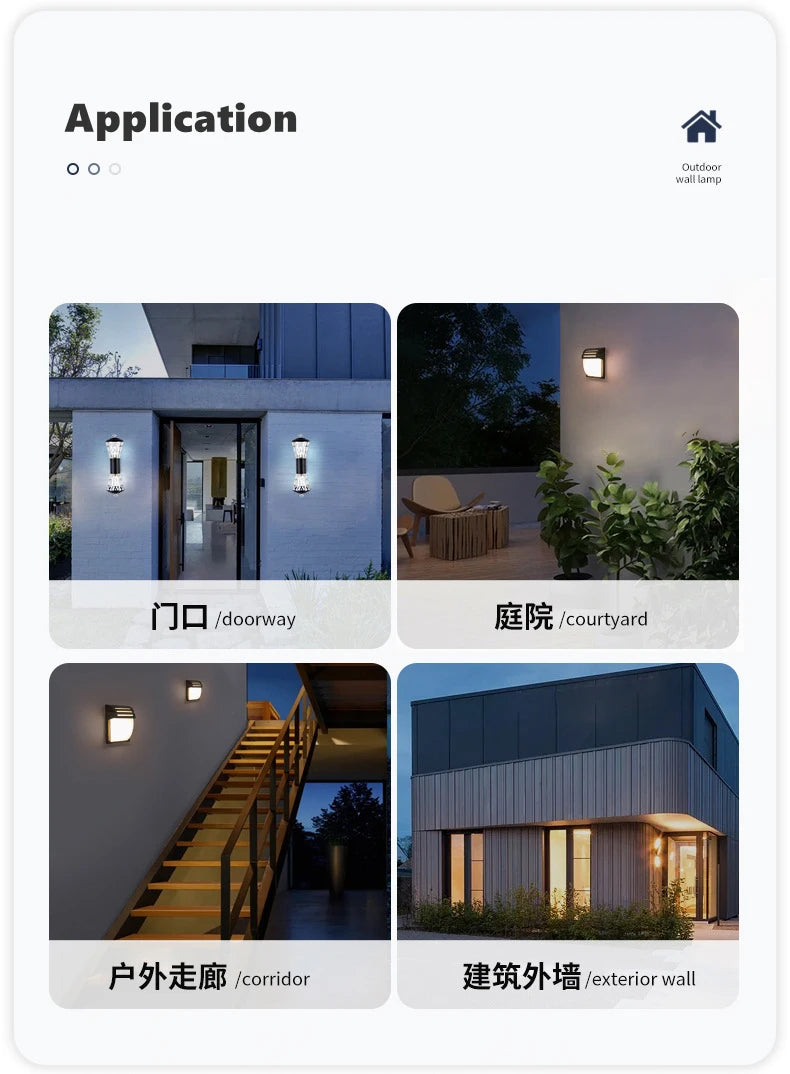 Outdoor LED Wall Lamp E27 IP65 Waterproof Aluminum Garden Porch Light 110V 220V Exterior Decor Sconce Street Lighting Fixture