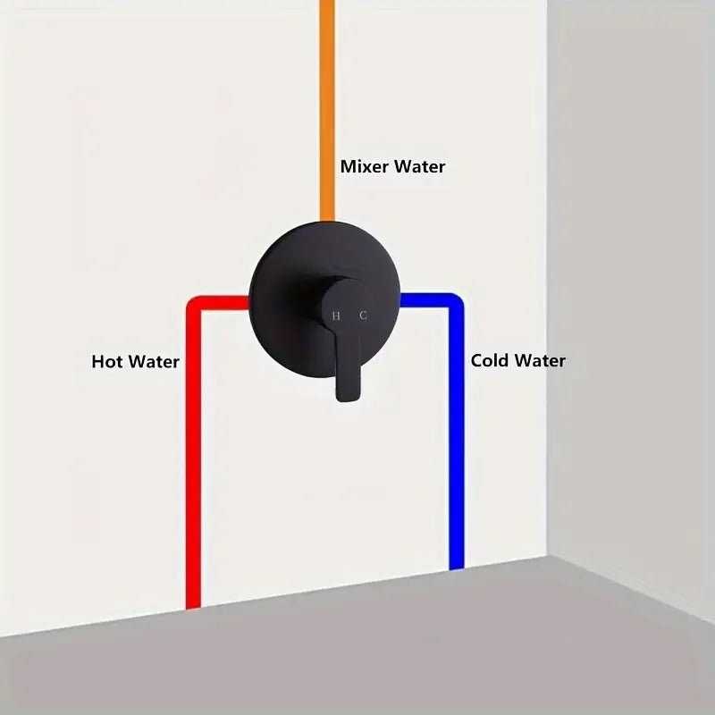Elegant Black Wall-Mounted Dual Function Shower Faucet with "H" and "C" Labels - Classic Style, Copper Material,