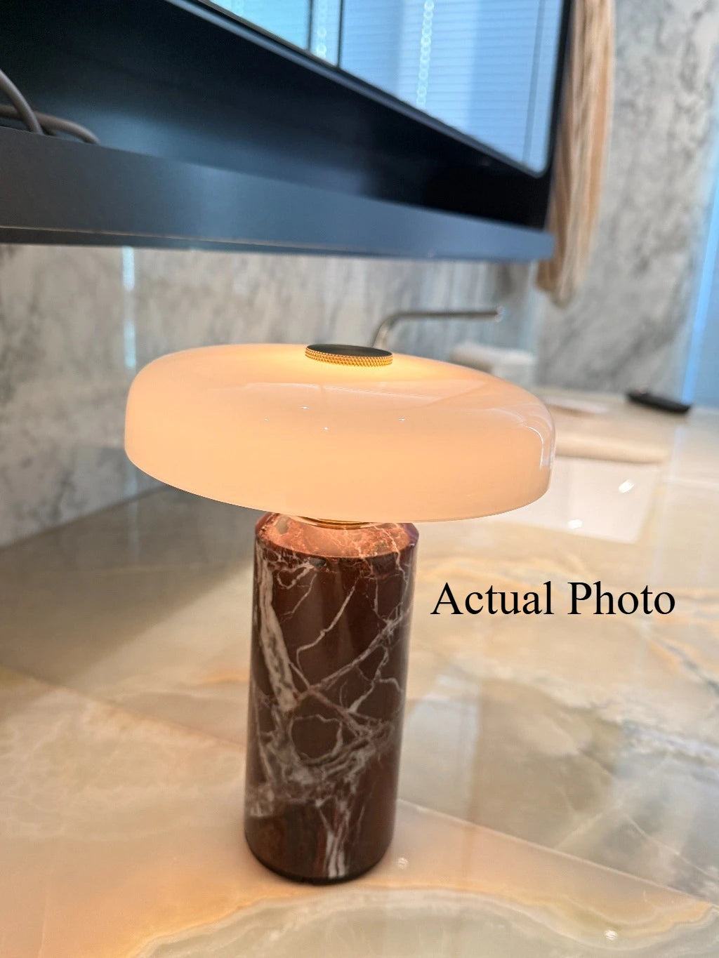Table Lamps Luxury Glass 110V/220V Marble USB Lighting Rechargable Space Mood Light Table Light Bedroom Living Room Decoration