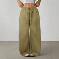Women's Casual Striped Wide-Leg Pants   Summer Commute Fashion Drawstring Elastic Waist  Versatile Relaxed Straight Leg Trousers