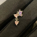 1 PCS New Fashion Cute Pink Zircon Crystal Ear Bone Nail 316L Medical Titanium Steel Earrings for Women Y2K Punk Jewelry