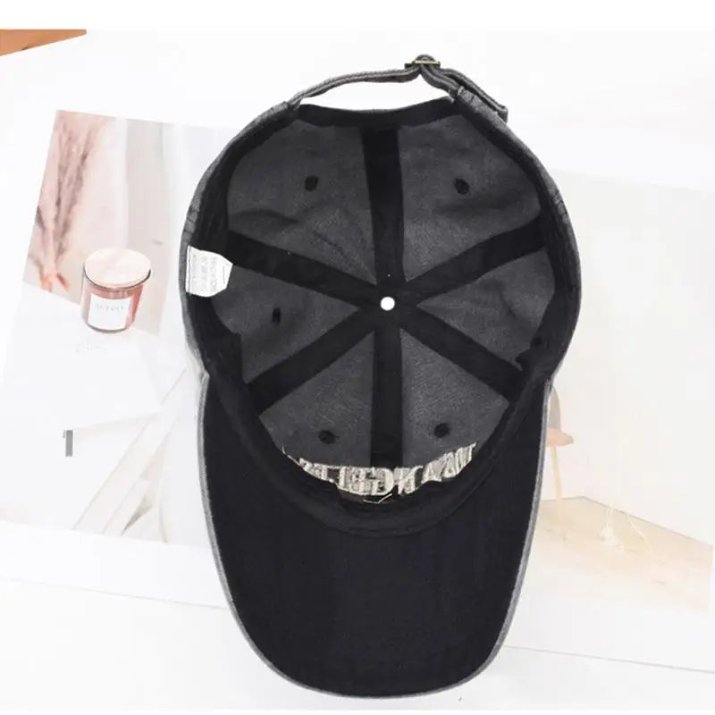 Retro Baseball Cap For Women Summer Washed Denim Letter Sun Hat Wide Brim Fashionable Duckbill Cap