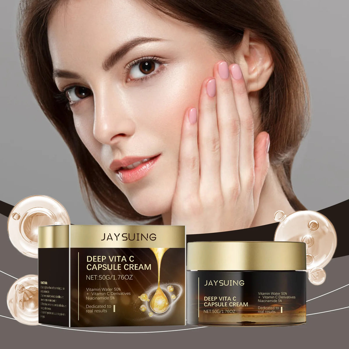 Deep Hydration Cream Vita C Capsules Brighten Nourish Moisturize Tender Skin Fine Line Dark Spot Removal Face Rejuvenating Cream