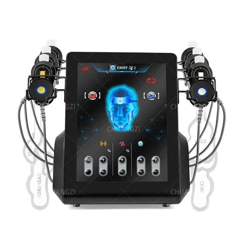 Ems RF Facial Electrostimulation Face Lifting Machine  6 Handles Sculpt Face Pads Massager Device Anti Aging Wrinkles Removal