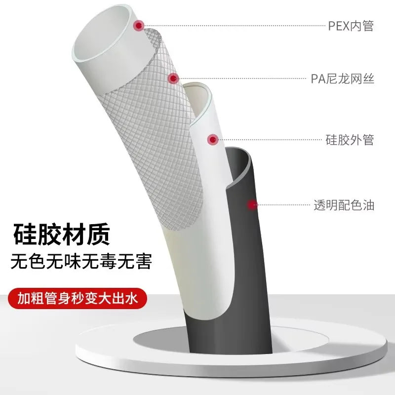 1.5/2M Black Latex Shower Head Hose Flexible Tube Pipe High Pressure Silicone Powerful Tap Faucet Toilet Bathroom Accessories