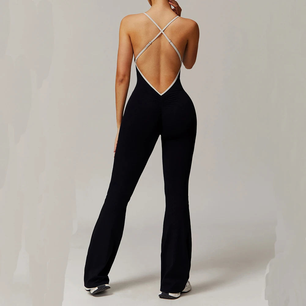 Yoga Set V Jumpsuit Gym Set Women Training Yoga Suit Sportswear Women Sports Jumpsuit Fitness Workout Bodysuits Sexy Back