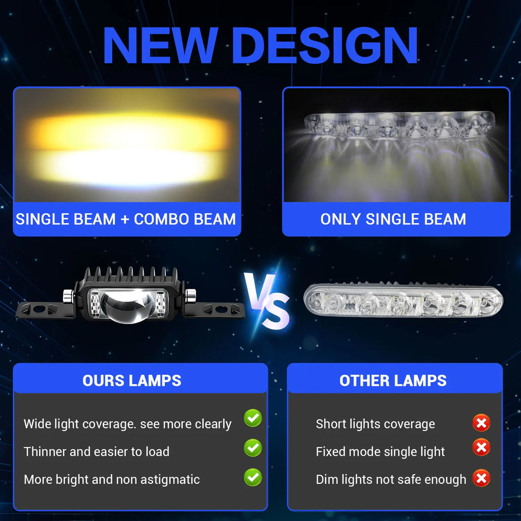 2/4 LED Motorcyle Car Grille Spotlight Projector Len Light  Driving Light, Truck Off-road Vehicle High Brightness  Driving Light